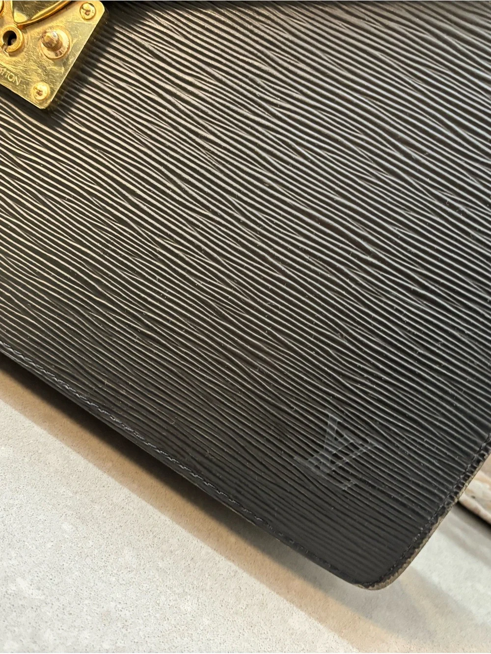 Louis Vuitton Black Epi Leather Briefcase with Gold-Tone Lock - Picture 3 of 15